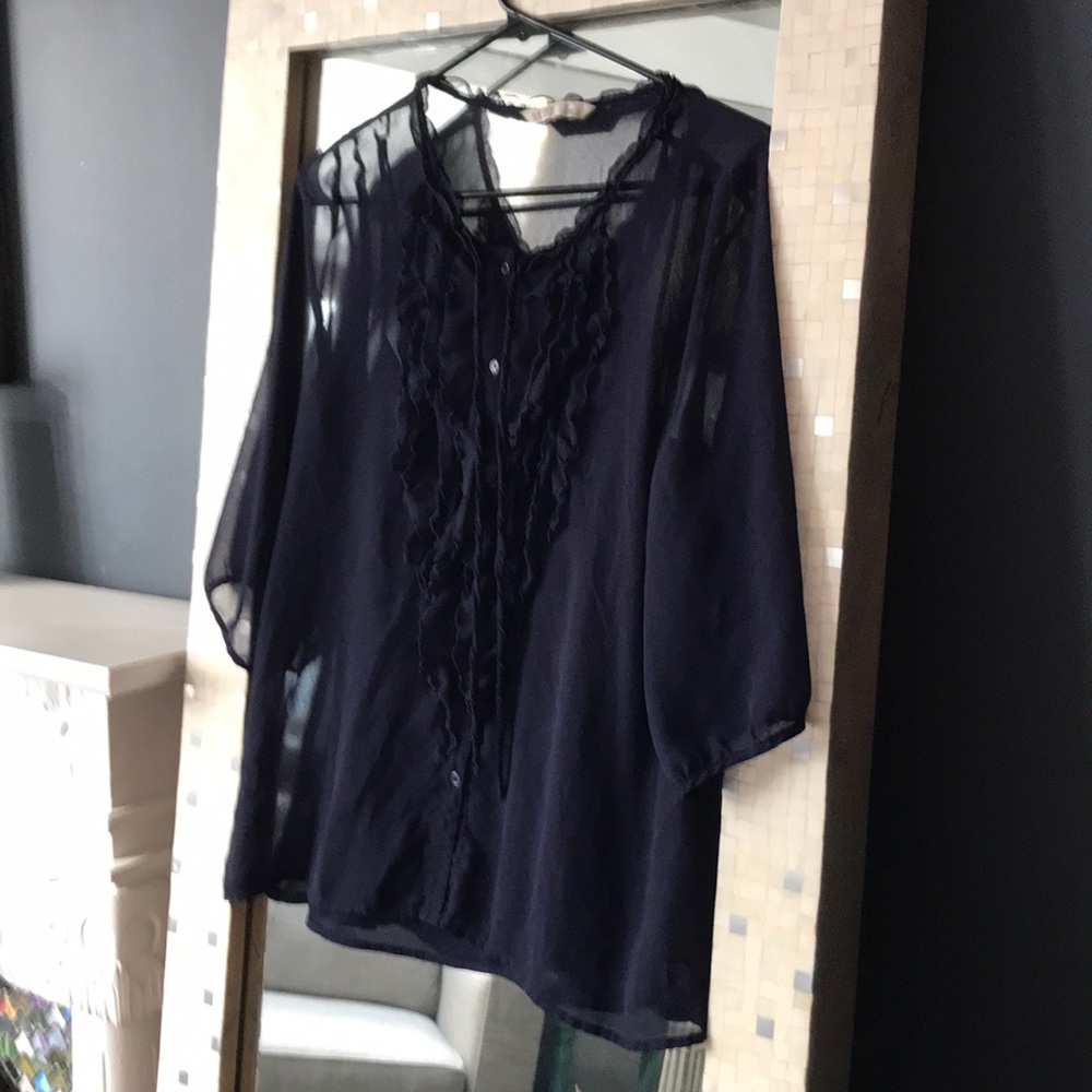 Sheer, blue blouse